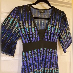 IZ Byer Printed Empire Waist Tie-Back Blouse See Measurements For Size